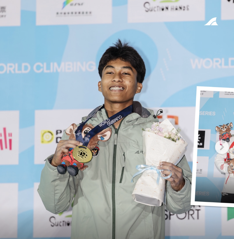 Atlet Panjat Berusia 19 Tahun Robby Al Hilmi Raih Emas Perdana di World Climbing Series Guiyang 2026