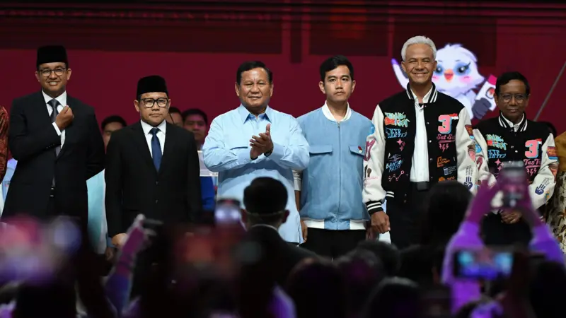 Tiga pasangan calon Peserta Pemilu 2024 Anies Baswedan-Muhaimin Iskandar, Prabowo Subianto-Gibran Rakabuming, Ganjar Pranowo-Mahfud MD. Foto: KPU