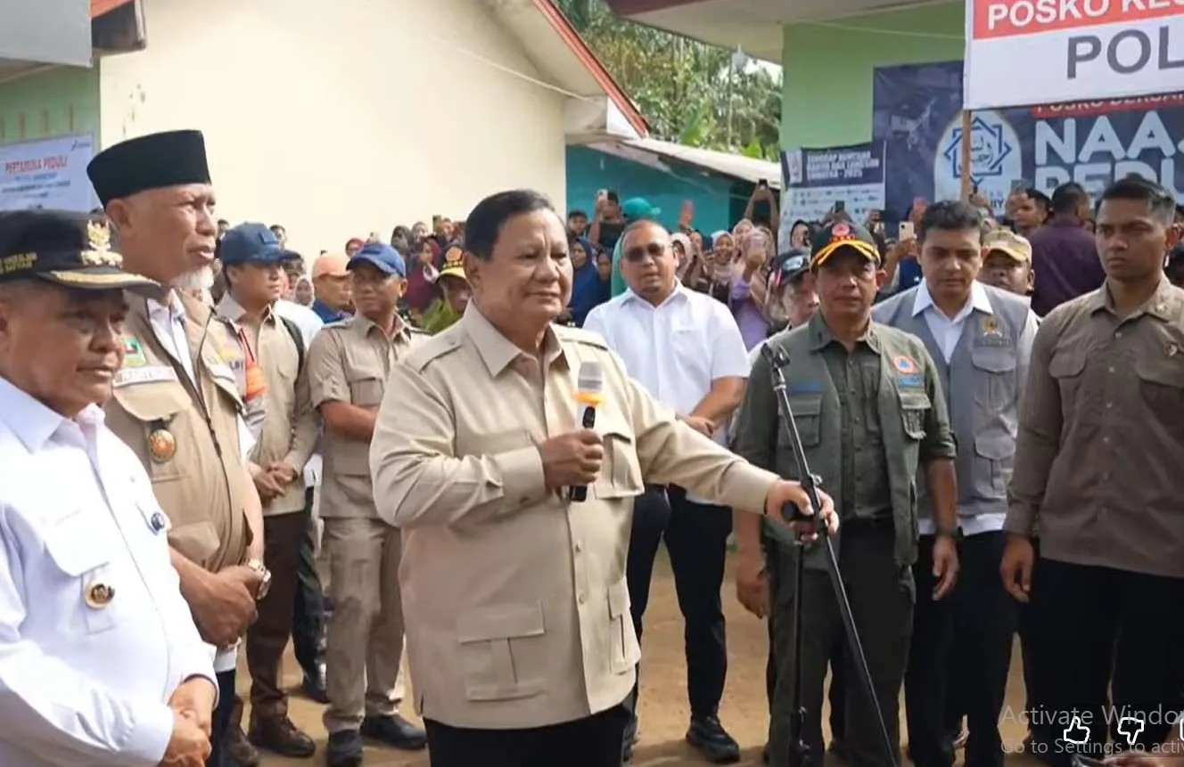 Prabowo Kemungkinan Malam Tahun Baruan di Sumatra