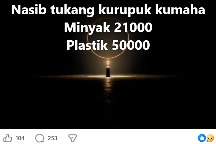 Tangkapan layar keluhan masyarakat di sebuah grup pedagang kerupuk di Facebook