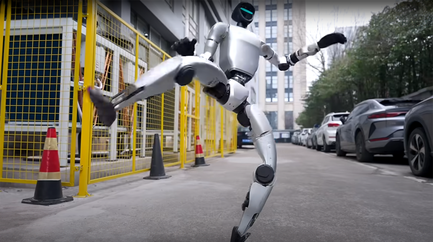 China Pamer Robot Penjaga Unitree H2-X yang Bisa Kungfu, Mobil pun Bisa Dihantam