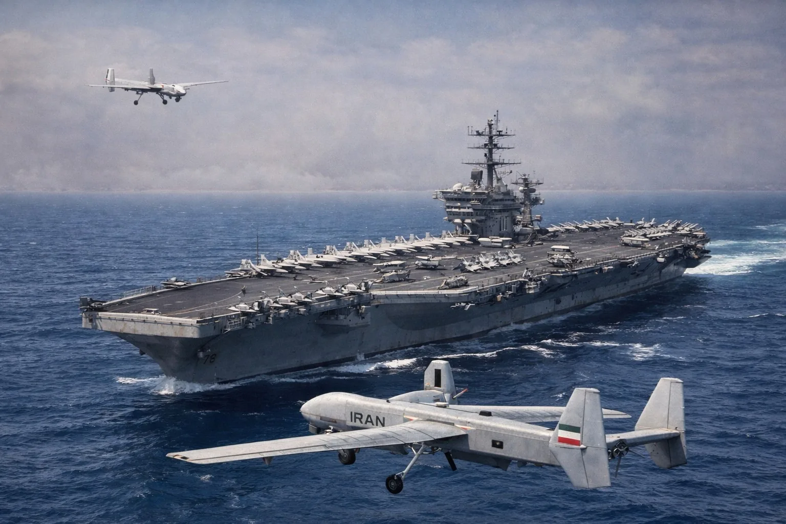 AS Klaim Tembak Drone Iran yang Dekati Kapal Induk AS di Selat Hormuz