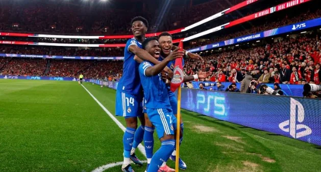 Gol Tunggal Vinicius Bawa Real Madrid Tumbangkan Benfica di Leg I Play Off Liga Champions